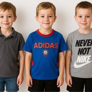 Adidas Kids Blue Tee with Red Accents